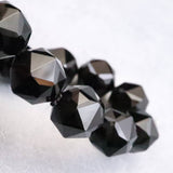 チベット産天然モリオン水晶 4A  14mm玉 スターカット ブレスレット 50.0g (ID:44747)