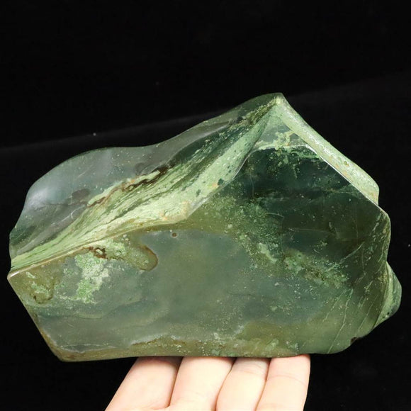 出雲碧玉 出雲石 145mm原石磨き 置物 ディレクトリカード付 878g　 (ID:44955)