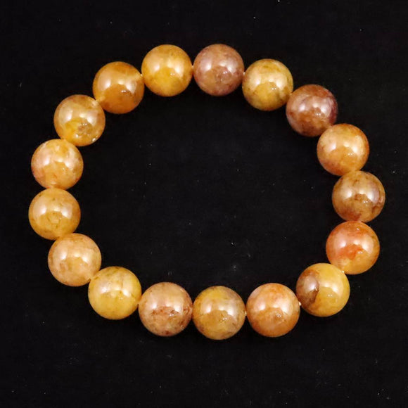 H&E社 ヒマラヤレッドゴールドアゼツライト(AZOZEO)  12mm玉ブレスレット 証明書付 40.8g (ID:45128)
