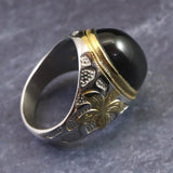 ビリトナイト　インドネシア産テクタイト　18mmオーバル　リング　19号 (ID:45290)