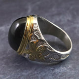 ビリトナイト　インドネシア産テクタイト　18mmオーバル　リング　19号 (ID:45290)