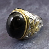 ビリトナイト　インドネシア産テクタイト　18mmオーバル　リング　19号 (ID:45290)