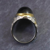 ビリトナイト　インドネシア産テクタイト　18mmオーバル　リング　19号 (ID:45290)