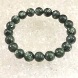 セラフィナイト クリノクロア 10mm玉ブレスレット 25.2g (ID:46196)