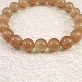 チベット産 ピンクブラウン シラー アンデシン  9.5mm玉ブレスレット 24.79g (ID:46275)