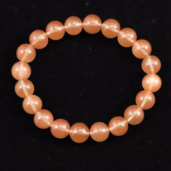 チベット産 ピンクブラウン シラー アンデシン  9.5mm玉ブレスレット 24.79g (ID:46275)