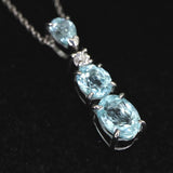 パライバトルマリン オーバル&ペアシェイプカット ペンダント Pt900 (ID:46464)