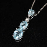 パライバトルマリン オーバル&ペアシェイプカット ペンダント Pt900 (ID:46464)