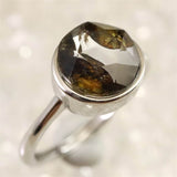 ロシア産　パラサイト隕石　9.5mmオーバル　リング 1.92g (ID:46848)