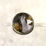 ロシア産　パラサイト隕石　9.5mmオーバル　リング 1.92g (ID:46848)
