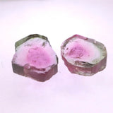 ウォーターメロントルマリン 原石スライス 2個セット 5.00ct (ID:46972)
