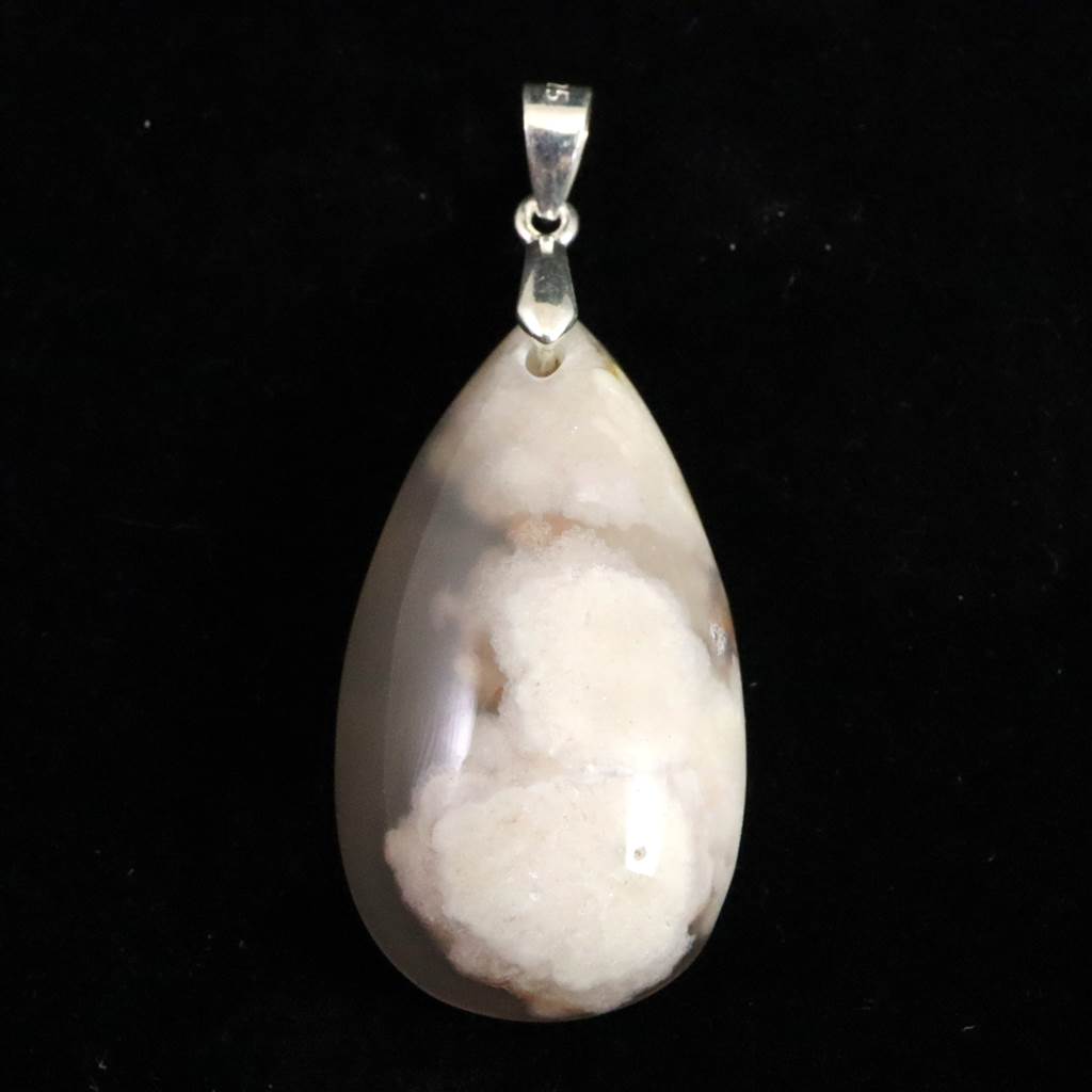 フラワーアゲート 瑪瑙 メノウ 30mmペアシェイプ ペンダントトップ 6.9