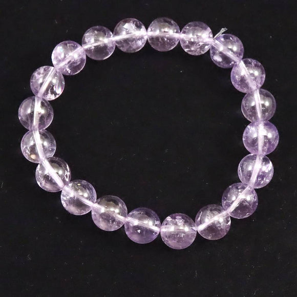 ボリビア産 ラベンダー アメジスト エレスチャル 10mm玉 ブレスレット 28.50g (ID:47630)