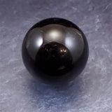 中国山東省産　黒水晶 モリオン　58mm スフィア 丸玉 台座付 280g (ID:48742)