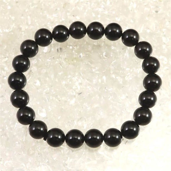 チベット産 天然モリオン水晶 4A  8.5mm玉 ブレスレット 19.7g (ID:49278)
