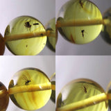 天然琥珀 バルティックアンバー 虫入り　アンバー  12mm玉ブレスレット 16.75g (ID:49411)