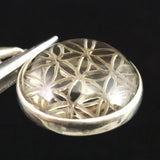 天然非加熱 ヒマラヤ ガウリシャンカール スモーキークォーツ フラワー オブ ライフ ペンダントトップ 3.77g (ID:49614)