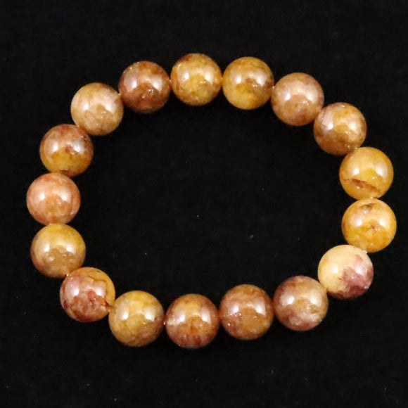 【値下げ】H&E社 ヒマラヤ レッドゴールド アゼツライト 12mm H&E社 ヒマラヤレッド アゼツライト 12mm玉ブレスレット 証明書付 42.8