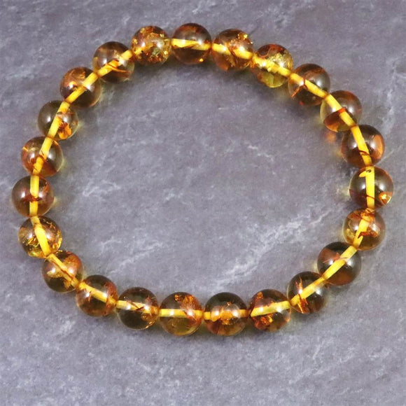 天然琥珀 バルティックアンバー  8mm玉ブレスレット 7.0g (ID:49712)