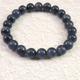 インディゴライト （ブルー トルマリン 入り 水晶） 8.5mm玉ブレスレット 19.66g (ID:49925)