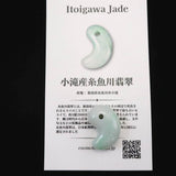 糸魚川翡翠  ヒスイ 小滝産 薄緑 22mm勾玉 ディレクトリカード付 5.06g (ID:51175)
