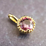 ピンクトルマリン 3mmラウンド ペンダントトップ チャーム K18YG  0.25g (ID:51325)