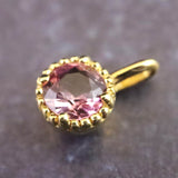ピンクトルマリン 3mmラウンド ペンダントトップ チャーム K18YG  0.25g (ID:51325)