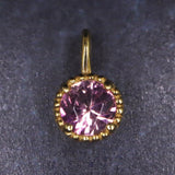 ピンクトルマリン 3mmラウンド ペンダントトップ チャーム K18YG  0.25g (ID:51325)