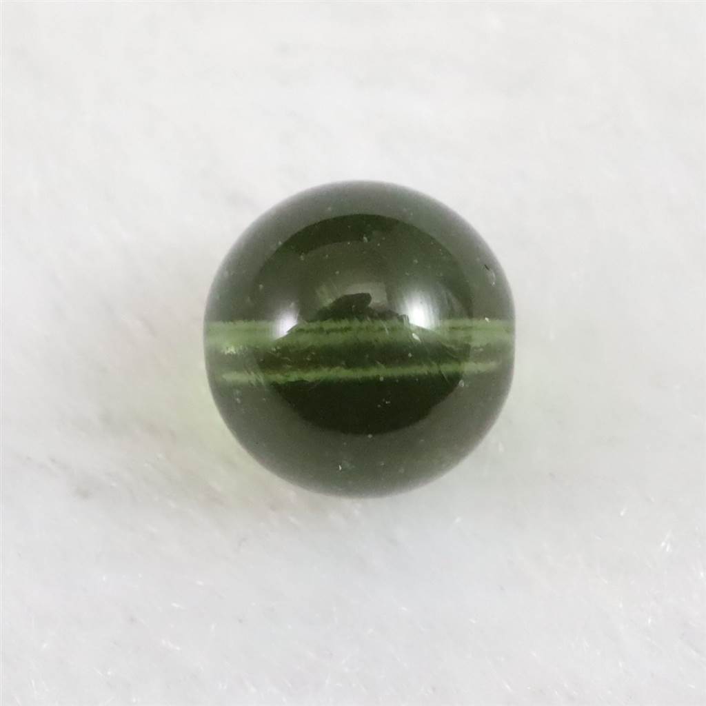 モルダバイトビーズ 8mm （1粒・現物） 鑑別済 3.37ct (ID:51457
