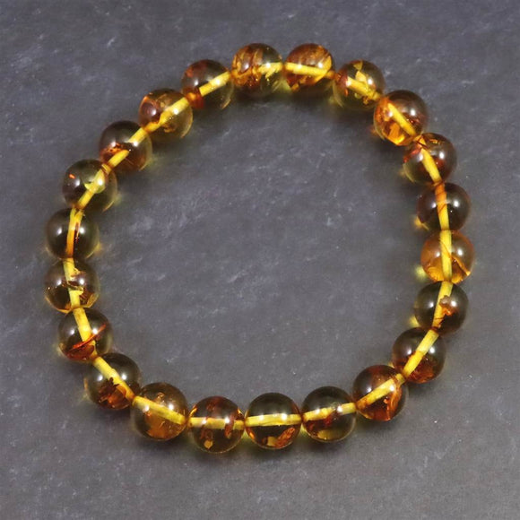 天然琥珀 バルティックアンバー  8.5mm玉ブレスレット 7.9g (ID:51699)