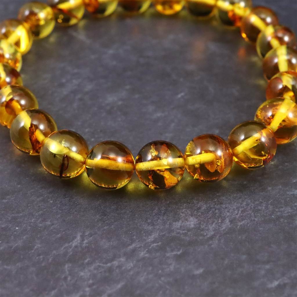 天然琥珀 バルティックアンバー 8.5mm玉ブレスレット 7.9g (ID:51699