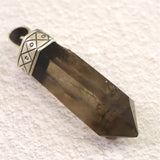 天然非加熱 ヒマラヤ ガウリンシャカール スモーキークォーツ 39.5mm ポイント  原石 ペンダントトップ セレスティアル ローブ 11.7g (ID:52121)