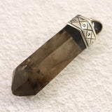 天然非加熱 ヒマラヤ ガウリンシャカール スモーキークォーツ 39.5mm ポイント  原石 ペンダントトップ セレスティアル ローブ 11.7g (ID:52121)