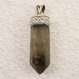 天然非加熱 ヒマラヤ ガウリンシャカール スモーキークォーツ 39.5mm ポイント  原石 ペンダントトップ セレスティアル ローブ 11.7g (ID:52121)