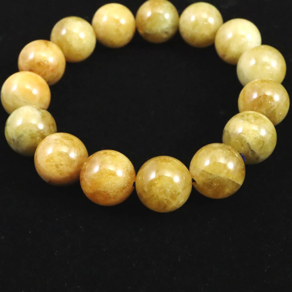 ヘリオドール イエローアクアマリン 14mm玉ブレスレット 58.33g (ID