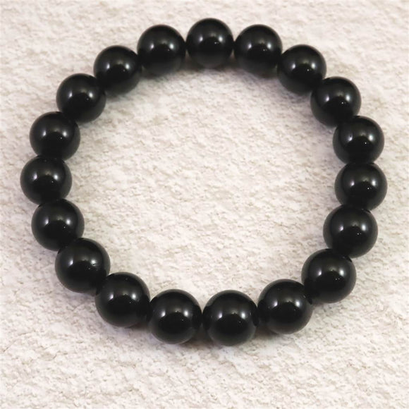 チベット産 天然モリオン水晶 4A  10mm玉 ブレスレット 30.6g (ID:53460)