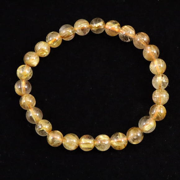 ゴールドタイチンルチルクォーツ AAA 7mm玉ブレスレット 13.1g (ID:53880)