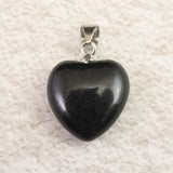 H&E社 ブラックアゼツライト(AZOZEO) 15mmハート ペンダントトップ 証明書付 2.41g (ID:53943)
