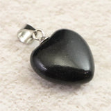 H&E社 ブラックアゼツライト(AZOZEO) 15mmハート ペンダントトップ 証明書付 2.41g (ID:53943)