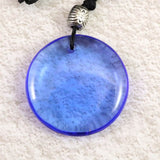 H&E社 シベリアンブルークォーツ　ディスク型タンブル コード ペンダント 8.7g (ID:53994)