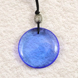 H&E社 シベリアンブルークォーツ　ディスク型タンブル コード ペンダント 8.7g (ID:53994)