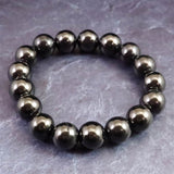 ノーブルシュンガイト  エリートシュンガイト　12mm玉ブレスレット 33.34g (ID:54305)