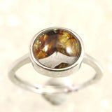 ロシア産　パラサイト隕石　9.5mmオーバル　リング  1.84g (ID:54370)