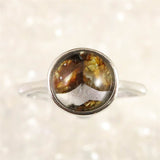 ロシア産　パラサイト隕石　9.5mmオーバル　リング  1.84g (ID:54370)