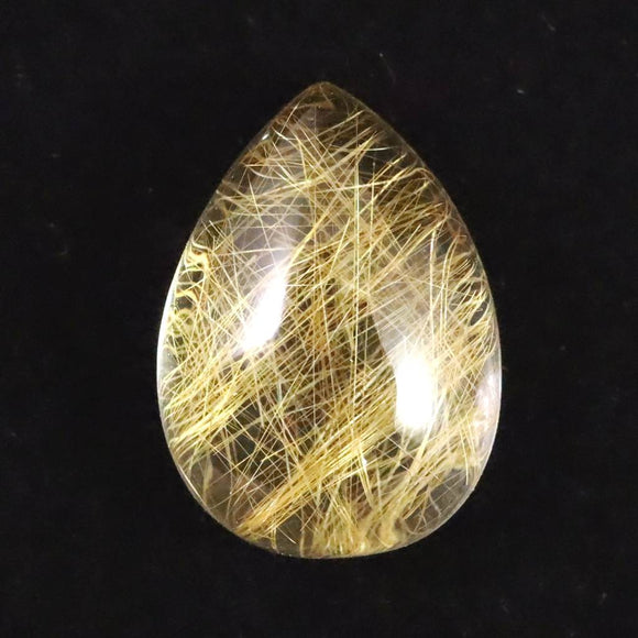 ヒマラヤ マニハール産 ゴールドルチル入り 水晶 ティアドロップ型 ルース 12.8ct (ID:55179)