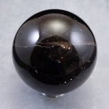 チベット産　黒水晶 モリオン　106mm スフィア 丸玉 台座付 1685g (ID:56137)