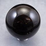チベット産　黒水晶 モリオン　106mm スフィア 丸玉 台座付 1685g (ID:56137)