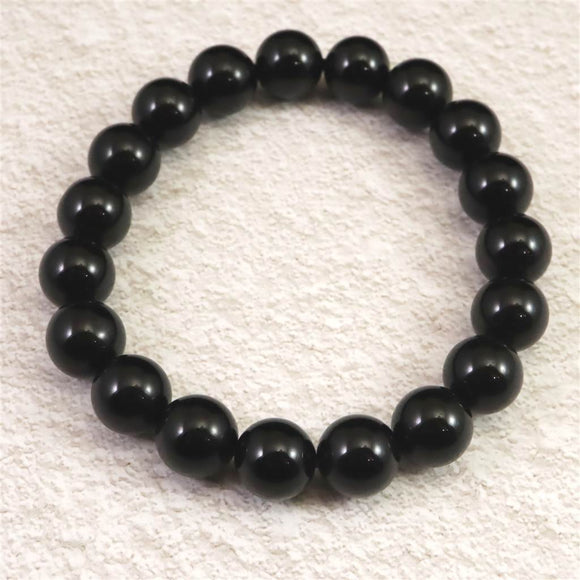 チベット産 天然モリオン水晶 4A  10mm玉 ブレスレット 30.4g (ID:57637)