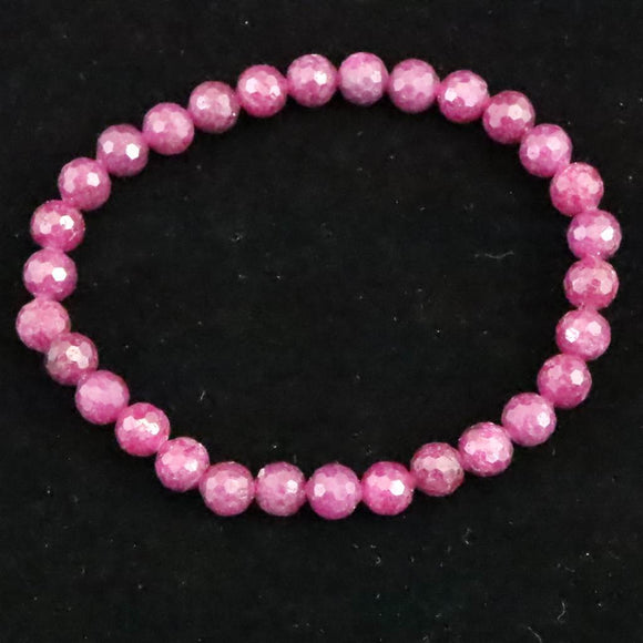 天然ルビー ミラーボールカット (2A)  6mm玉 ブレスレット 12.17g　 (ID:58625)