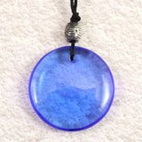 H&E社 シベリアンブルークォーツ　ディスク型タンブル コード ペンダント 8.3g (ID:58735)